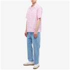 AMI Men's Heart Print Vacation Shirt in Candy Pink/White