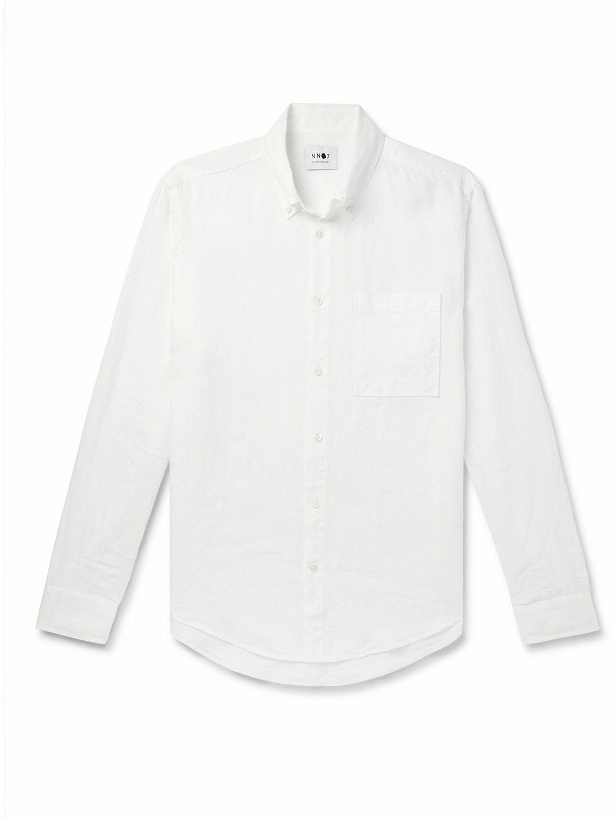 Photo: NN07 - Arne Button-Down Collar Linen Shirt - White