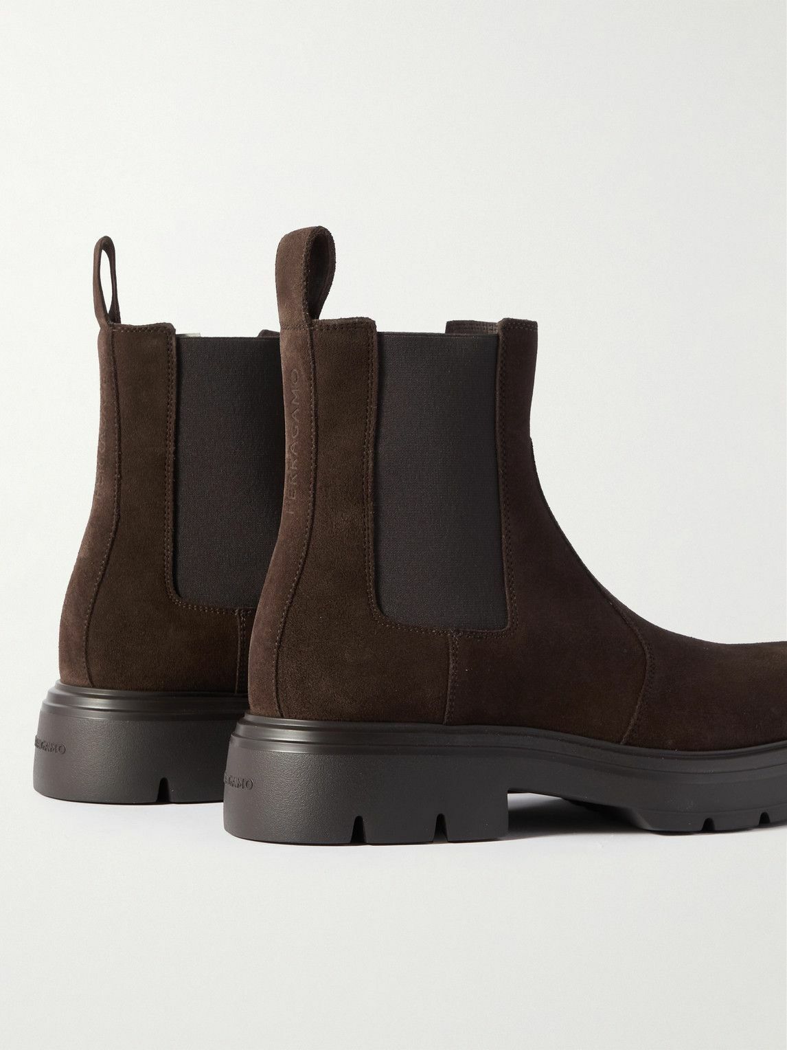 FERRAGAMO - Devis Suede Chelsea Boots - Brown Salvatore Ferragamo
