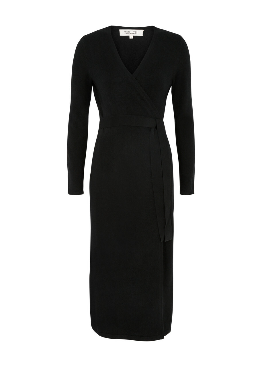 diane von furstenberg black wrap dress DIANE VON FURSTENBERG Size 4 Black Nylon Lace Wrap Dress – Sui Generis  Designer Consignment main image 0