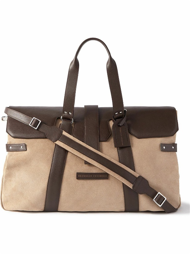 Photo: Brunello Cucinelli - Leather-Trimmed Suede Weekend Bag