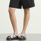 Dr. Martens Women's ZebZag Slide in Cream/Black Dalmatian Print Hair On