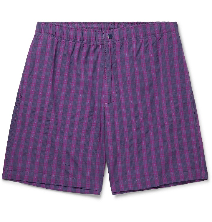 Photo: Adsum - Bank Checked Cotton Shorts - Purple