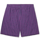 Adsum - Bank Checked Cotton Shorts - Purple