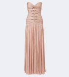 Costarellos Ruched Lurex® georgette gown