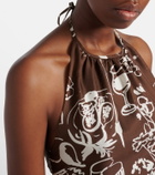 Asceno Bello printed halterneck silk crop top