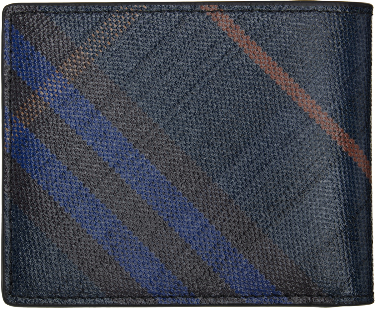 Burberry Navy Check Bifold Wallet