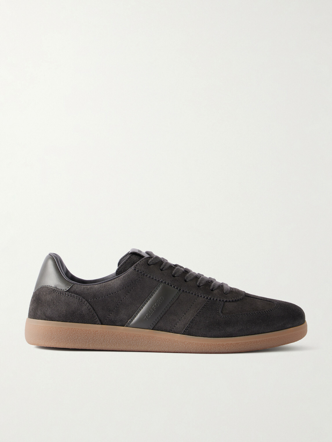 TOM FORD - Archer Leather-Trimmed Suede Sneakers - Gray