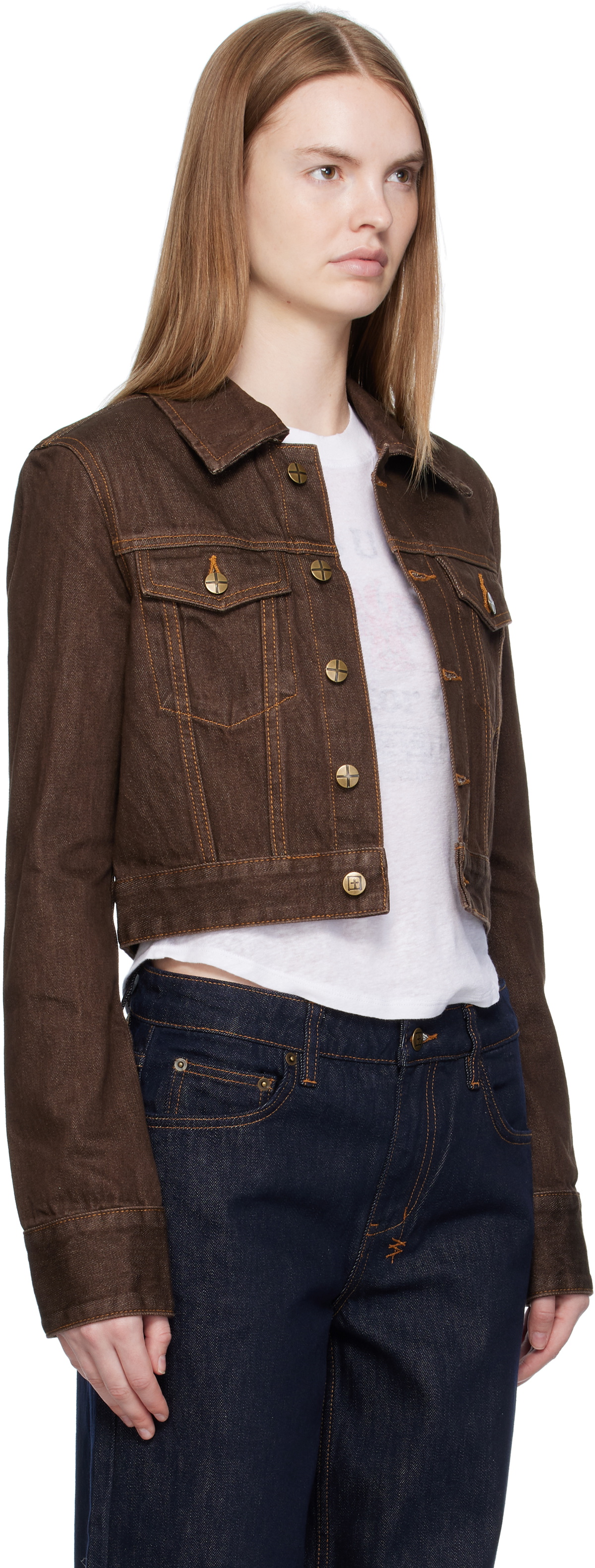 Ksubi Brown Slim Denim Trucker Jacket