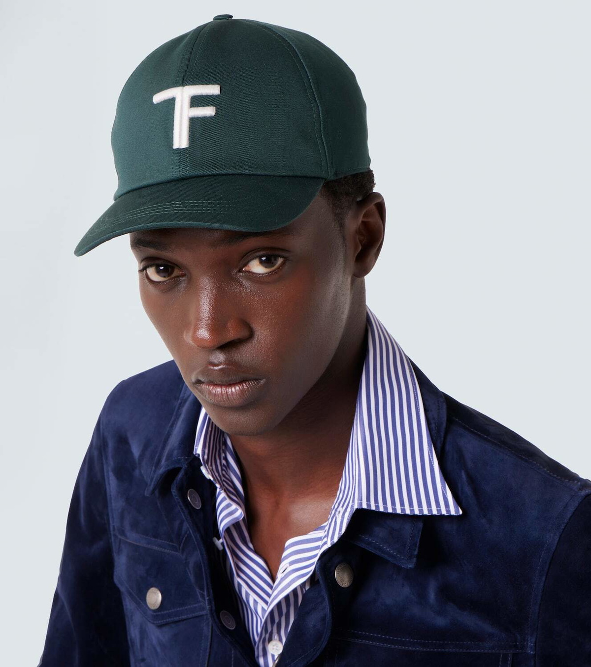 Tom Ford TF embroidered leather-trimmed baseball cap