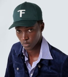 Tom Ford TF embroidered leather-trimmed baseball cap