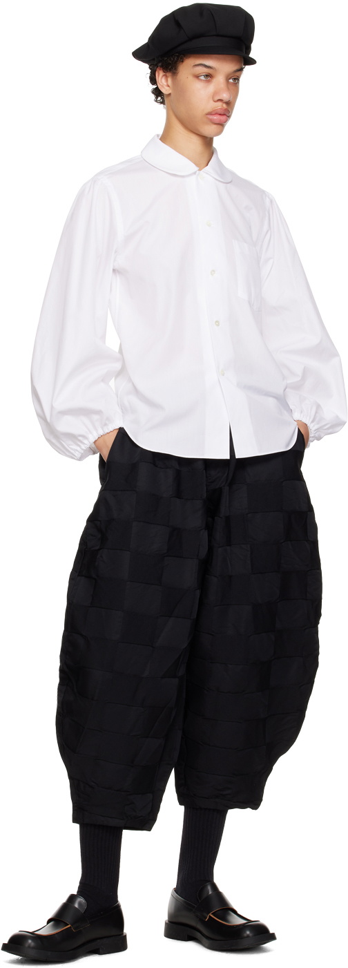 Black Comme des Garçons White Puff Sleeve Shirt