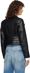 Maison Margiela Black Folded Collar Leather Jacket
