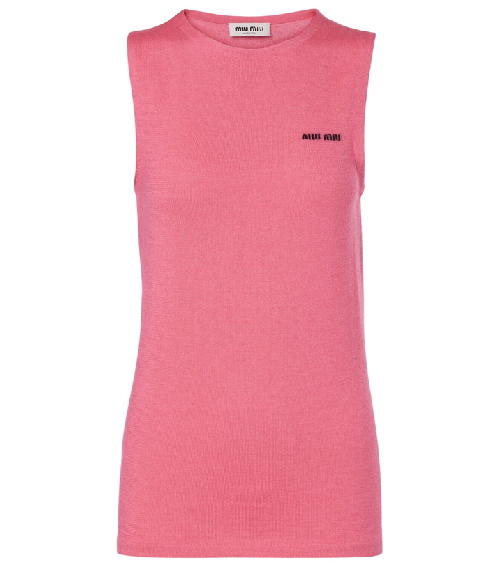 Photo: Miu Miu Logo cashmere and silk top