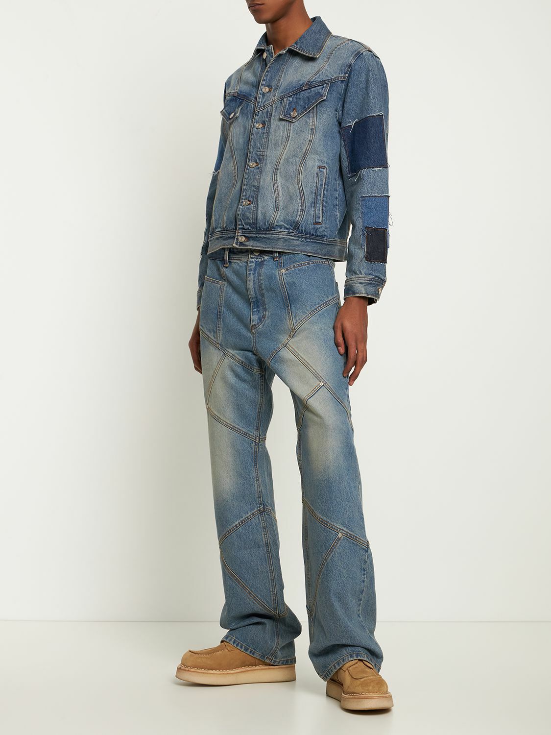 Blue New Patchwork mid-rise wide-leg jeans Anderson Bell