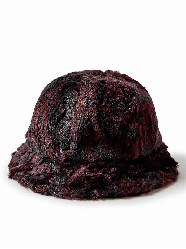 Photo: Needles - Printed Faux Fur Bucket Hat - Burgundy