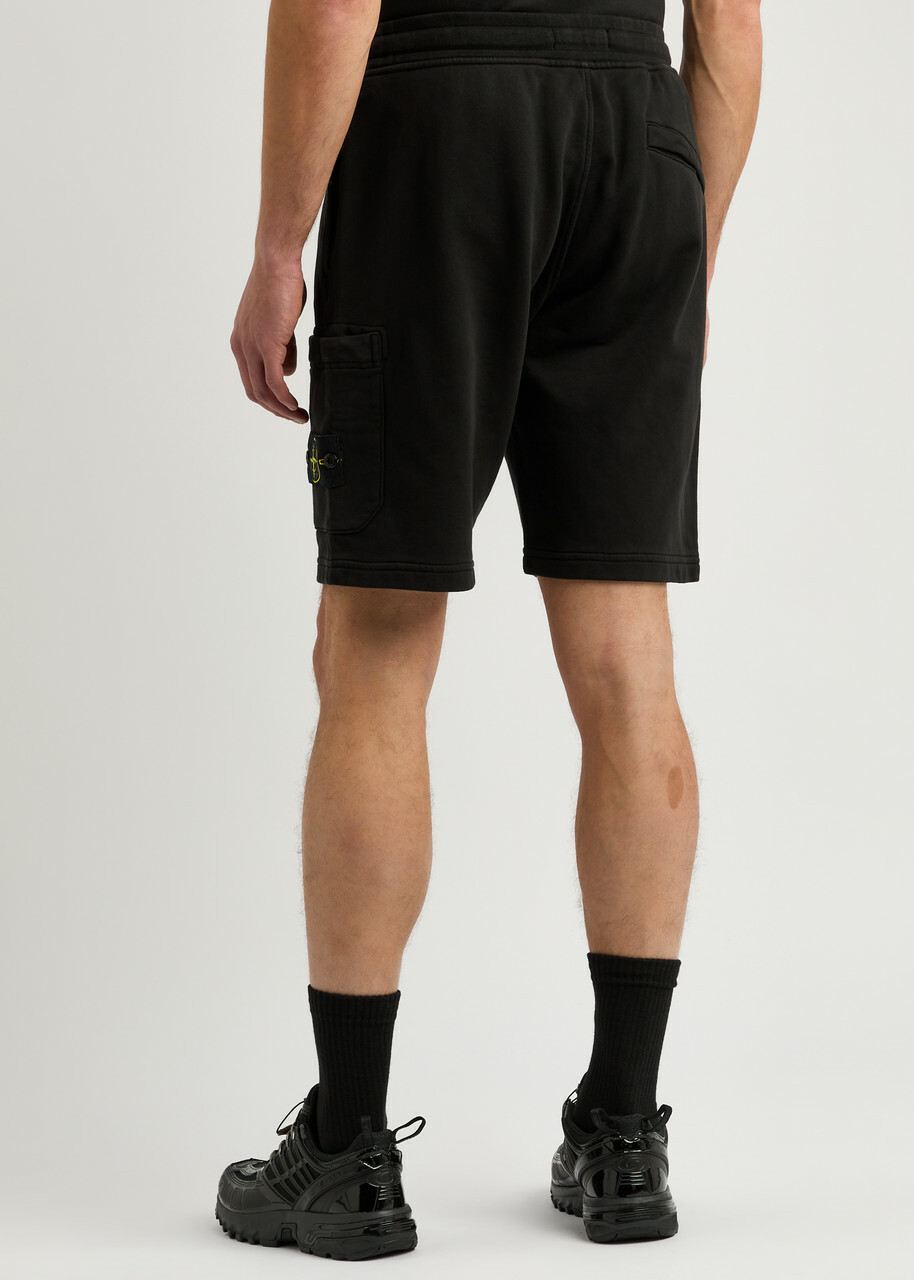 Stone Island Logo Cotton Shorts Black Stone Island