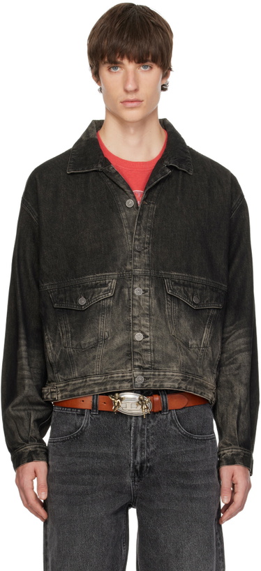 Photo: Diesel Black Dirty-Effect Denim Trucker Jacket