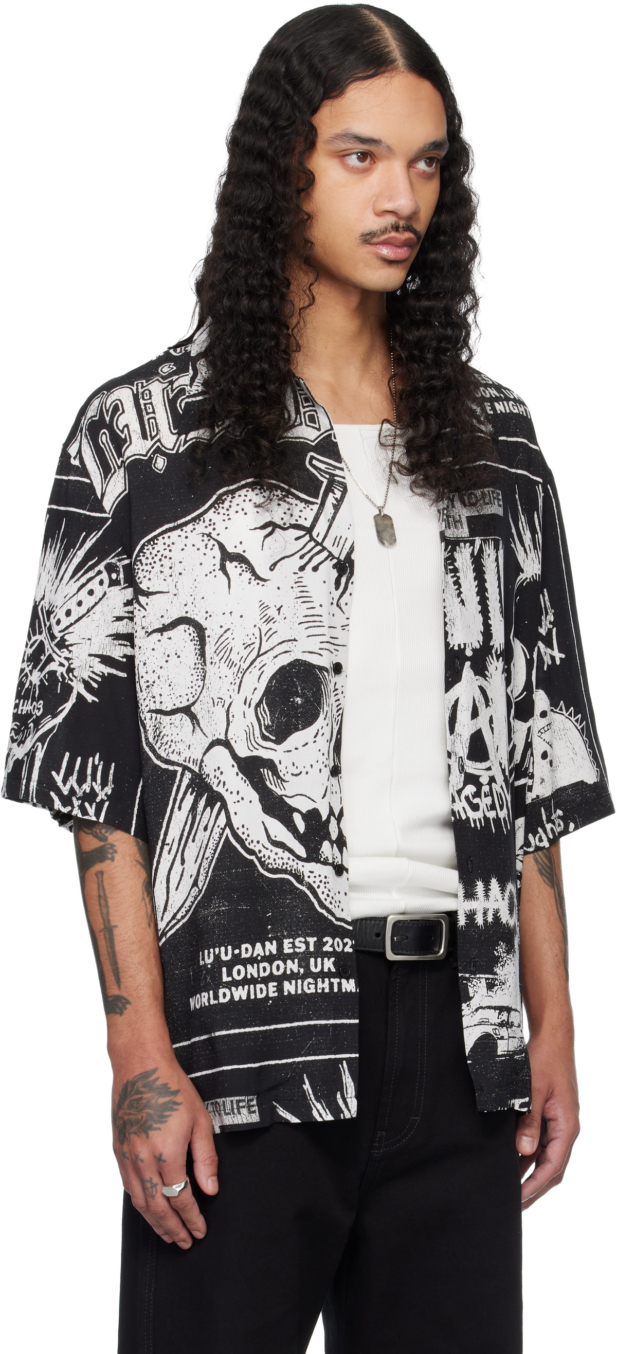 LU'U DAN Black Short Sleeve Shirt