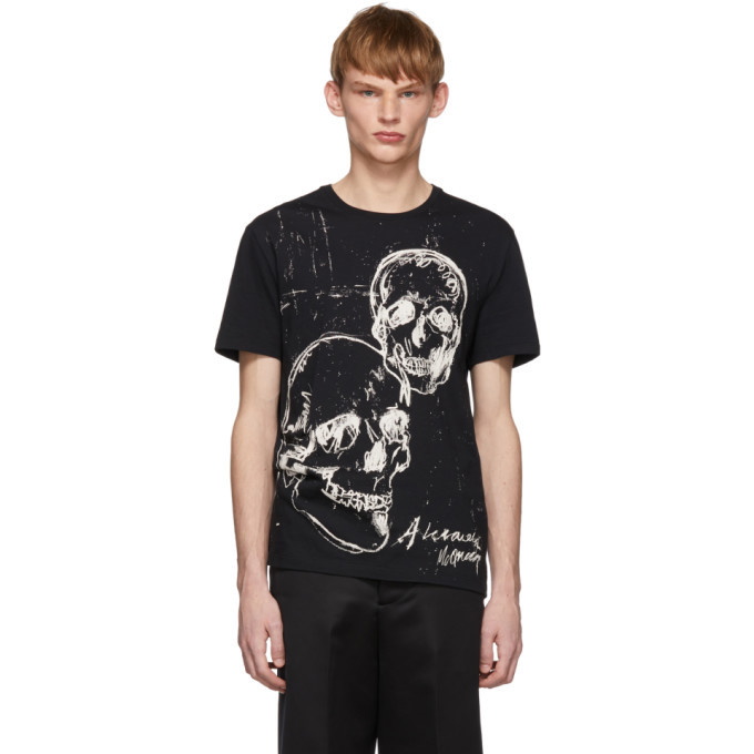 Photo: Alexander McQueen Black Graffiti Skull T-Shirt