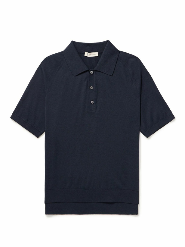 Photo: Piacenza Cashmere - Silk and Cotton-Blend Polo Shirt - Blue
