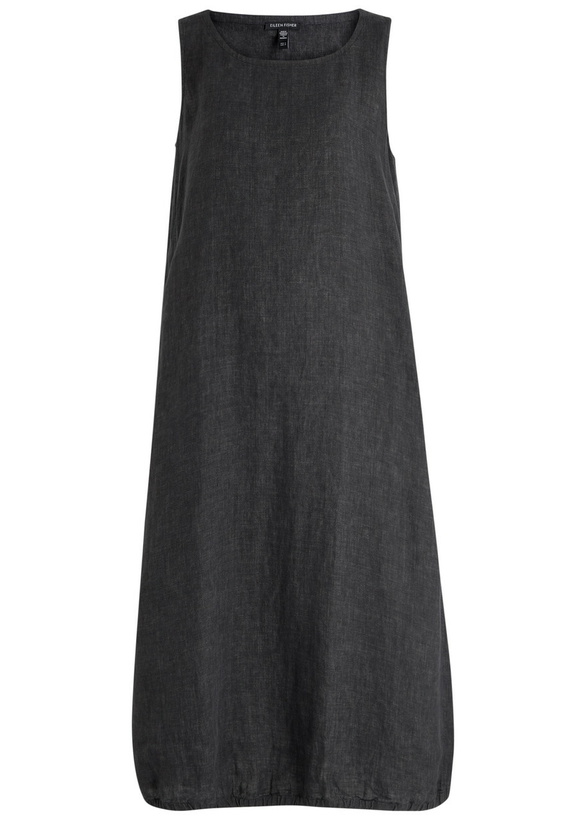 Photo: Eileen Fisher Lantern Linen Midi Dress Charcoal