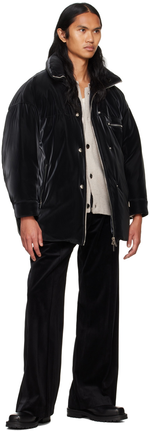 System Black Velvetlike Puffer Down Jacket
