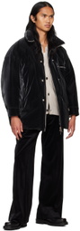 System Black Velvetlike Puffer Down Jacket