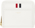 Thom Browne White Brogue Short Zip-Around Wallet