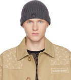 Marine Serre Gray Moon Logo Knit Beanie