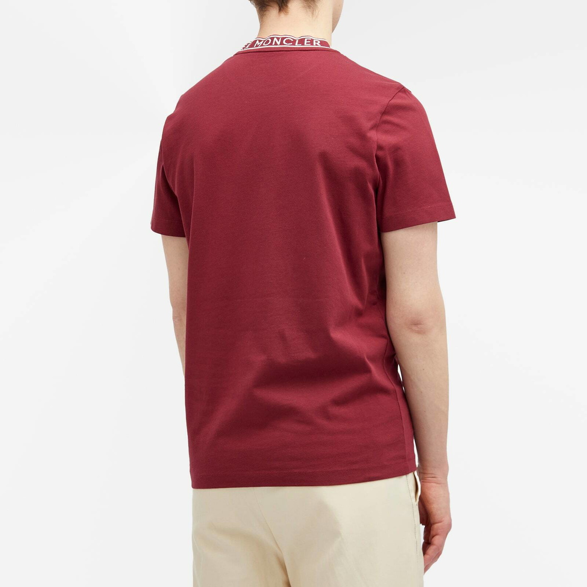 Moncler Men's Collar Logo T-Shirt in Burgundy Moncler
