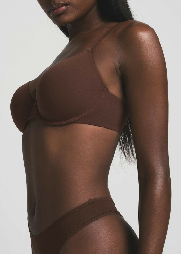 Skims Stretch-jersey T-shirt bra Brown