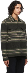 RRL Grey Wool & Cashmere Striped Knit Shirt