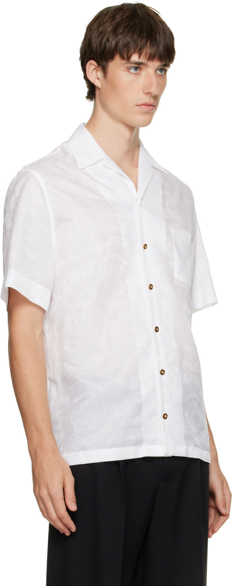 Versace White Jacquard Silk-Blend Shirt