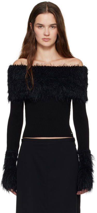 Photo: Jean Paul Gaultier Black Viscose Ribbed & Hairy Sweater