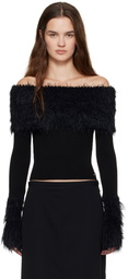 Jean Paul Gaultier Black Viscose Ribbed & Hairy Sweater