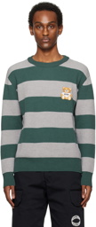 Moschino Green & Gray Teddy Patch Sweater