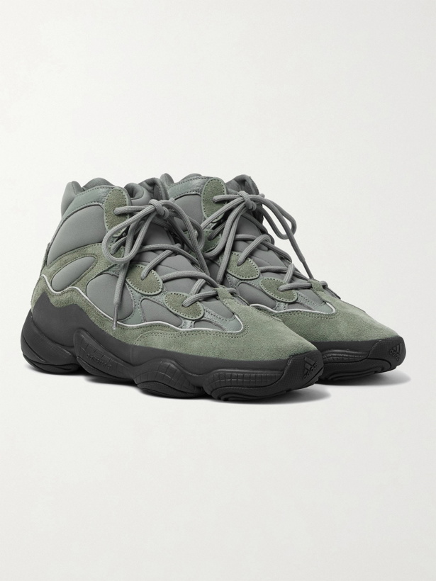 Photo: ADIDAS ORIGINALS - Yeezy 500 Neoprene, Suede and Leather High-Top Sneakers - Gray