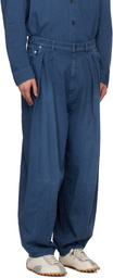 Hed Mayner Blue Pleated Jeans