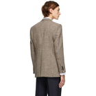 Husbands Off-White and Brown Houndstooth Straight Blazer