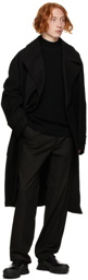 Solid Homme Black Oversized Twill Coat