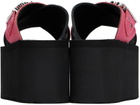 Moschino Black & Pink Logo Lettering Wedge Sandals