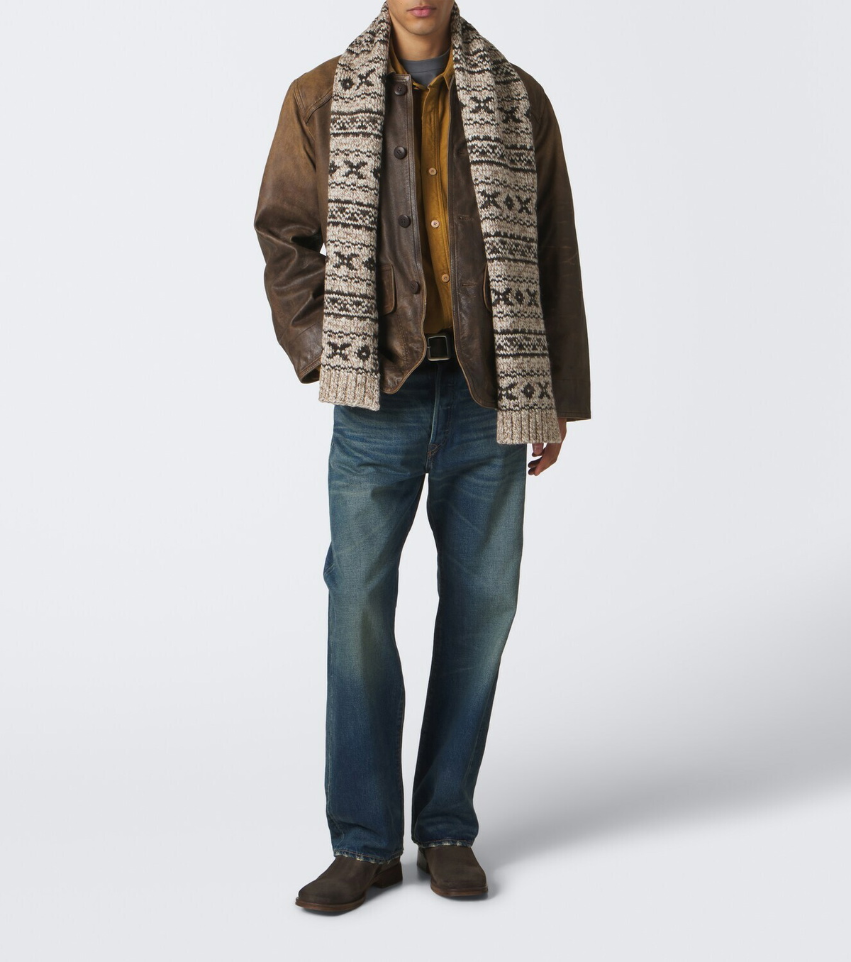 RRL Wool and cotton-blend scarf