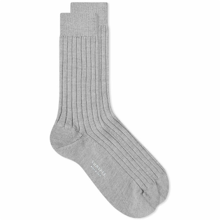 Photo: Sunspel Men's Rib Sock in Grey Melange