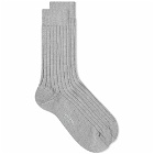 Sunspel Men's Rib Sock in Grey Melange