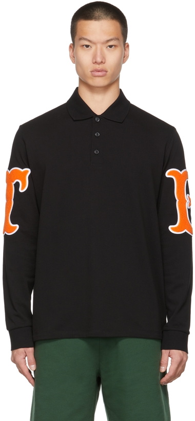 Photo: Burberry Black Letter Graphic Long Sleeve Polo