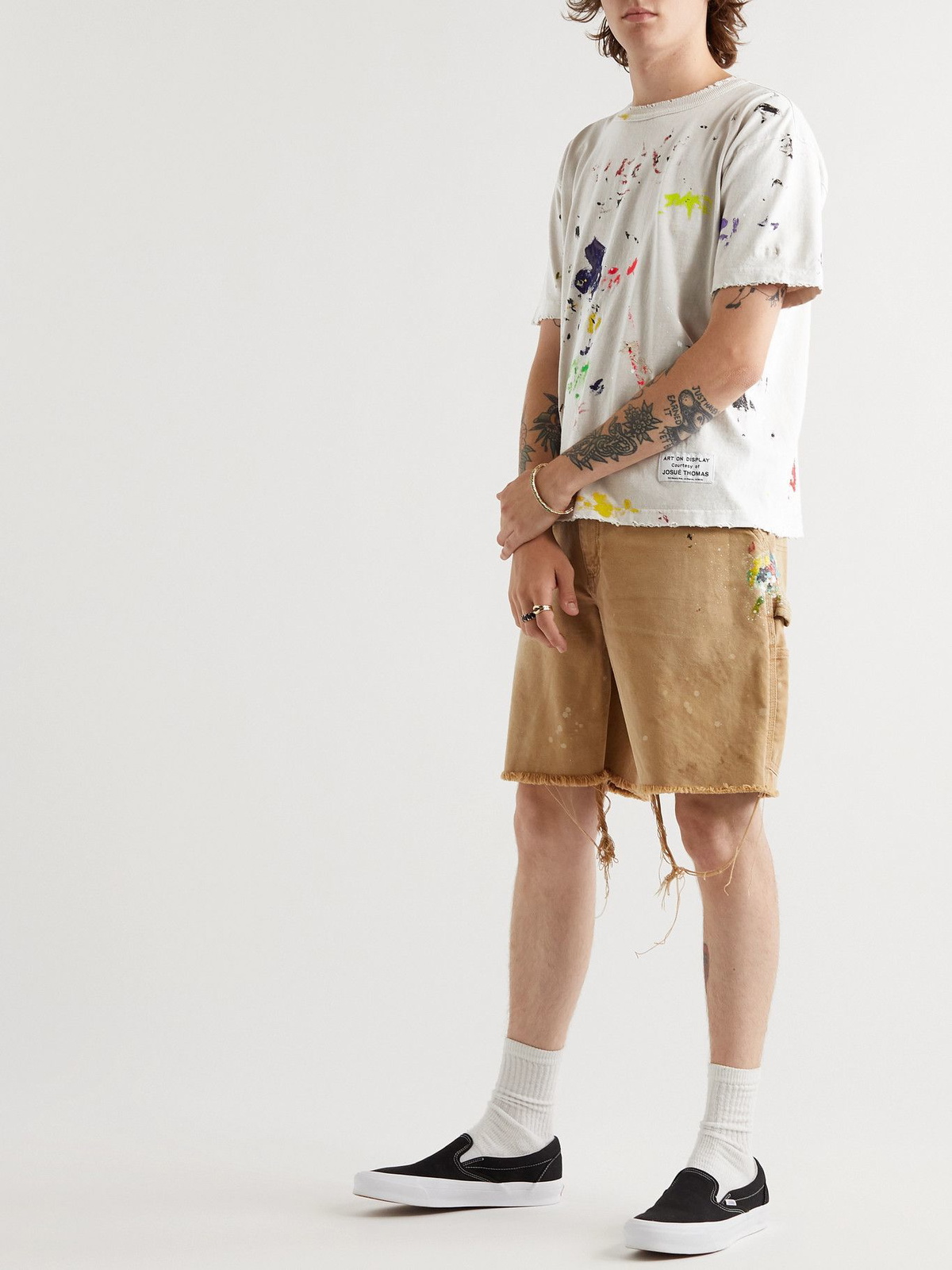 Gallery Dept. - Rag Appliquéd Distressed Paint-Splattered Cotton-Jersey ...