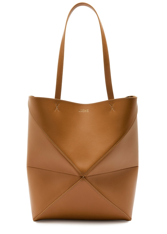 Photo: Loewe Puzzle Fold Medium Leather Tote - Tan - One Size