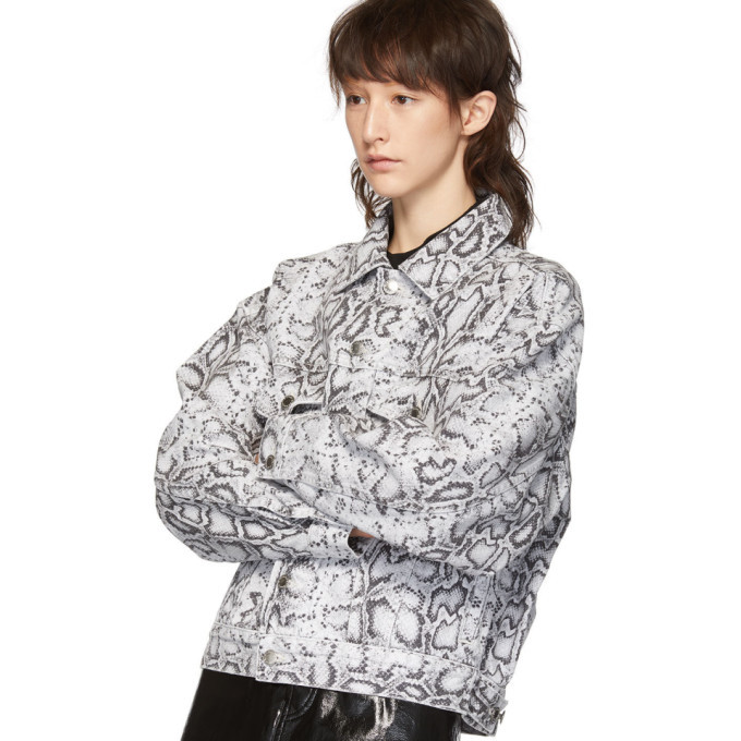 Alexander Wang Black and White Denim Python Game Jacket