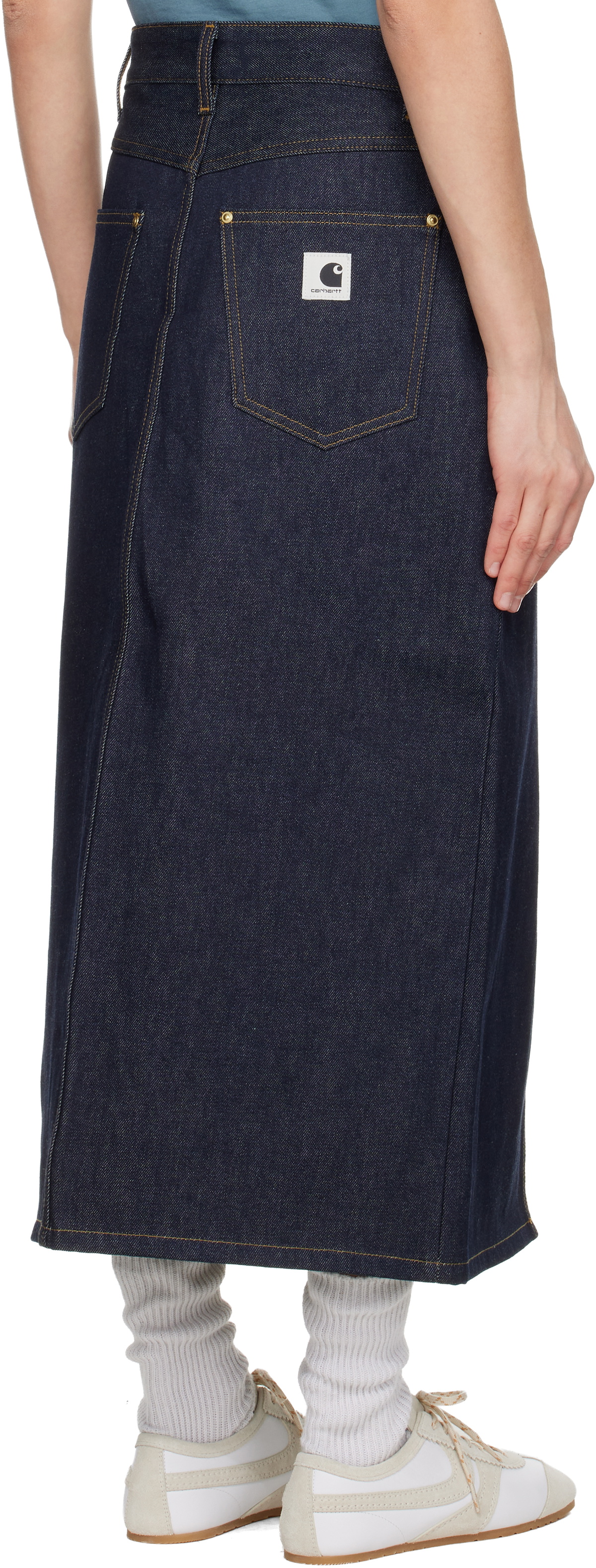 Carhartt Work In Progress Blue Brandon Denim Midi Skirt